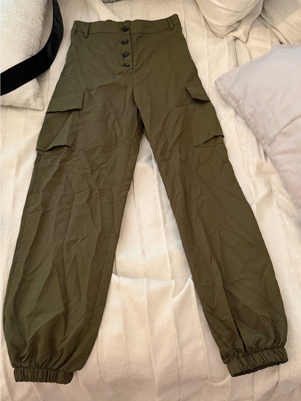 SHEIN Olive Green Cargo Jogger Pants High Rise Utility